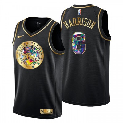 Philadelphia 76ers #8 Shaquille Harrison Men's Golden Edition Diamond Logo 202122 Swingman Jersey - Black Men's